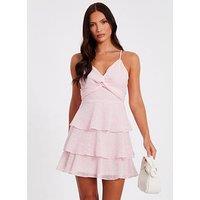 Quiz Pale Pink Chiffon Tiered Mini Dress