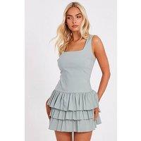 Quiz Sage Tiered Mini Dress