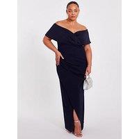 Quiz Curve Navy Bardot Maxi Dress
