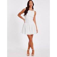 Quiz White Drop Waist Mini Dress
