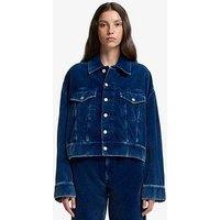 7 For All Mankind Corduroy Oli Cropped Trucker - Dark Wash