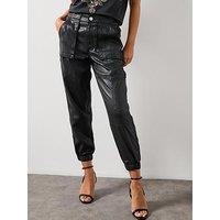 Allsaints Mila Tapered Coated Denim Trousers - Black
