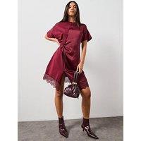 Allsaints Lana Lace Dress - Dark Red