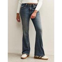 New Look 915 Girls Blue Faded Low Rise Flared Jeans