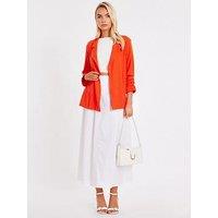 Quiz Orange Textured Ruched Sleeve Blazer