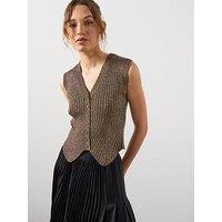 Allsaints Cruz Shine Slim Fit Waistcoat - Dark Brown