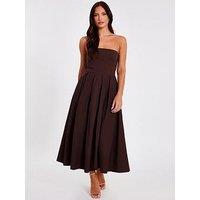 Quiz Brown Bandeau Midi Dress