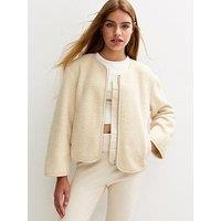 New Look 915 Girls Borg Zip Through Jacket - Cream