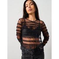 Allsaints Arlea Tulle Top - Black