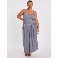 Quiz Curve Black Gingham Midaxi Dress
