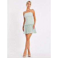 Quiz Sage Frill Mini Dress