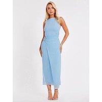 Quiz Pale Blue Mesh Buckle Midaxi Dress