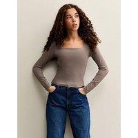 New Look 915 Girls Mink Long Sleeve Square Neck Top - Beige