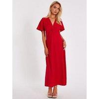 Quiz Red Textured Knot Midi Dress