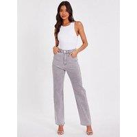 Quiz Grey Denim Diamante Jeans