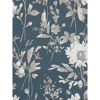 Cosmoliving By Cosmopolitan Petal Poetry Metallic Floral Grey Non Woven Wallpaper