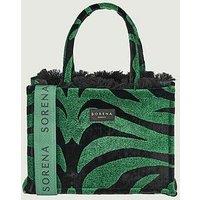 Sorena Animal Velvet Petrol Medium Tote Bag - Green