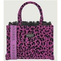 Sorena Leopard Velvet Magenta Medium Tote Bag - Purple