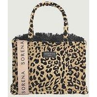 Sorena Leopard Velvet Medium Tote Bag - Brown