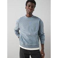 The Very Collection Pure Cotton Boxy Fit Washed Crew Neck Sweat - Blue