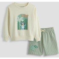 The Very Collection Bluey Palm Sweatshirt And Short Set - Cream