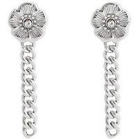 Coach Earring Textured Tearose Front Back - Silver