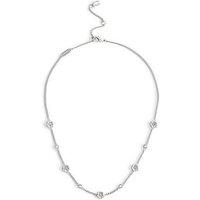 Coach Textured Tea Rose Station Necklace - Silver