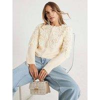 River Island 3D Chiffon Knit Cardigan - Cream