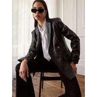 River Island Pu Fitted Blazer - Black