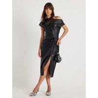 River Island Draped Knot Midi Dress - Black
