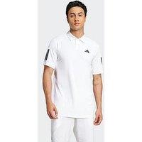 Adidas Mens Tennis Club 3 Stripe Polo - White