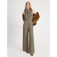 River Island Geo Drape Cowl Jumpsuit - Green