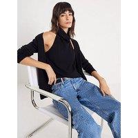 River Island Two In One Drape Knit Top - Black