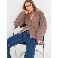 River Island Tie Neck Knit Cardigan - Brown