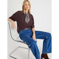 River Island Short Sleeve Scarf Print Oversized T-Shirt - Brown