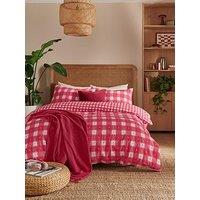 Copenhagen Home Love Hearts Check Duvet Cover Set - Double