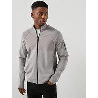 Boss Tour Hybrid Full Zip Knitted Jumper - Grey
