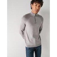 Boss Seamless Quarter Zip Knitted Jumper - Grey