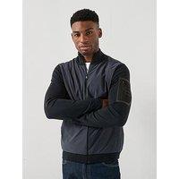 Boss Momentum-X Hybrid Full Zip Knitted Jumper - Navy