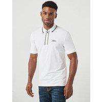 Boss Philix 1/4 Zip Polo Shirt - White