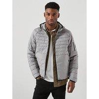 Boss Urbanex Regular Fit Light Quilted Hooded Jacket - Grey