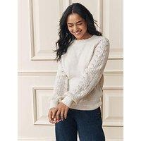 Laura Ashley Pointelle Crew Neck Jumper - Cream