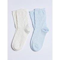 Boux Avenue Cotton Heart Pack Of Two Socks - Blue Mix