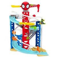 Spidey And His Amazing Friends Marvel Spidey And His Amazing Friends Construction Zone Chaos Track Set - 2-Foot High Dual Race Track With Zip Line, Play Zones, And Exclusive Vehicles