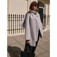 Mint Velvet Scarf Coat - Light Grey