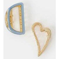 Accessorize 2-Pack Cut Out Metal Claw Clips - Blue