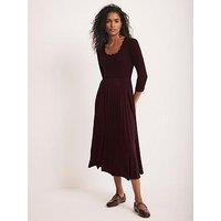 Mint Velvet Scallop Woven Mix Jersey Dress - Red