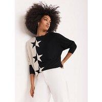 Mint Velvet Stone Star Batwing Jumper - Cream