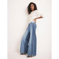 Mint Velvet Blocked Stripe Wide Leg Jean - Blue