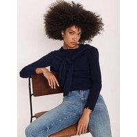 Mint Velvet Navy Scarf Detail Jumper - Blue